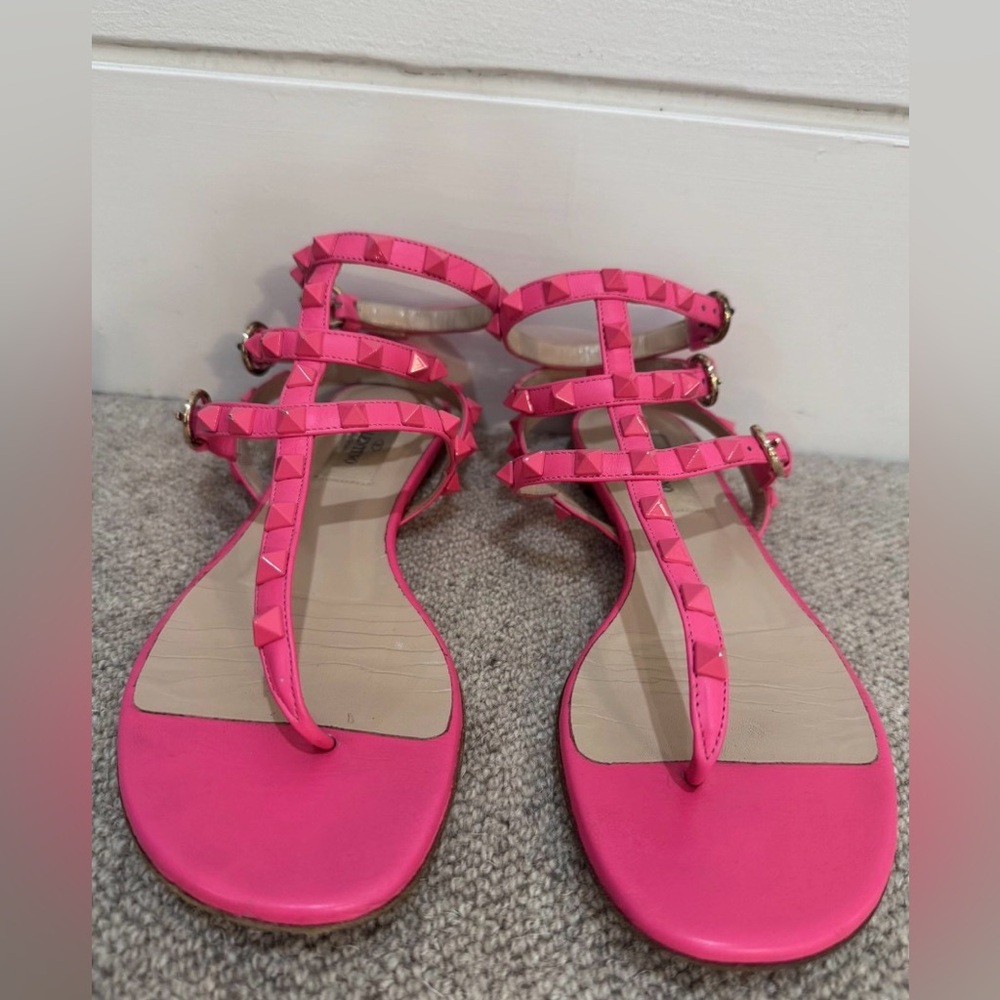 Valentino Garavani Bright Pink Studded Sandals